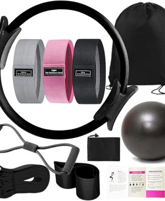 Pilates Essentials Kit for Women - Better Yoga Pilates Kit for Home Workouts with Pilates Ring and Ball Set, Booty Bands